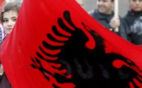 Demonstrace za nezávislost Kosova v Bruselu.