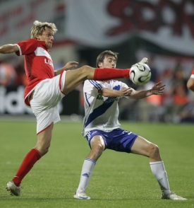 Radek Kováč (vlevo) v dresu Spartaku Moskva.