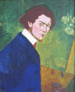 Bohumil Kubi&scaron;ta, Autoportr&eacute;t (se zelen&yacute;m pozad&iacute;m), 1908.