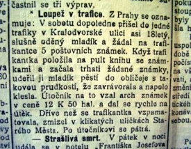 Loupež v pražské trafice.