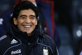 Argentinsk&yacute; kouč Diego Maradona měl důvod se usm&iacute;vat.