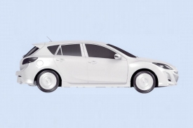 Hatchback svými rysy připomíná větší Mazdu 6.