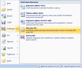 Plug-in pro Microsoft Office 2007 umožn&iacute; uložit dokument jako PDF.