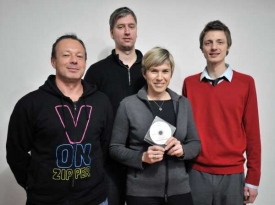 Vlevo Michal Dvořák, vpravo Ondřej Ruml, uprostřed Kateřina Neumannová