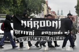 Sraz příznivců krajní pravice v Hradci Králové.