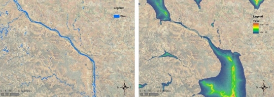 Povrchová a podzemní voda podél řeky Niger.