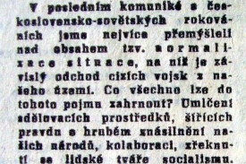29. srpna 1968, novinářská úvaha nad normalizací