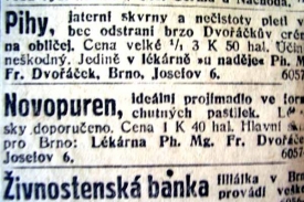Novinová inzerce v den revoluce.