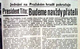 Noviny o návštěvě J. B. Tita.
