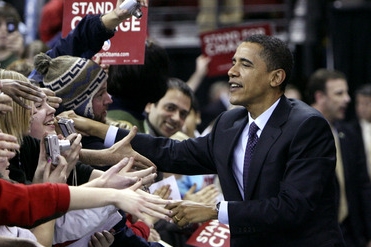 Prezidentský kandidát za Demokratickou stranu Barack Obama.