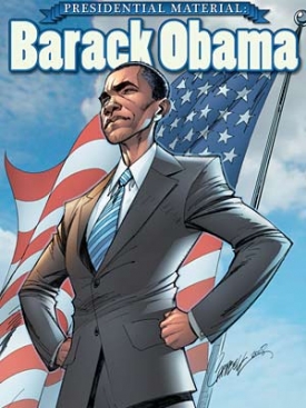 Obama jako hrdina comiksu.
