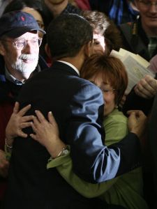 Barack Obama v kontaktu s voliči.