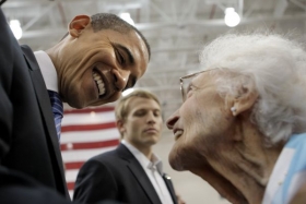 Obama a jeho jedenadevadesátiletá floridská fanynka.