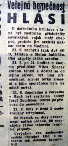 První oficiální zprávy o obětech okupace.