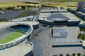 Jeden z návrhů olympijských sportovišť pro Prahu.