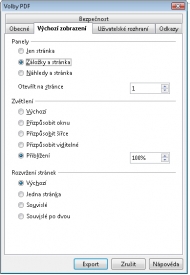 OpenOffice umožňuj&iacute; nastavit parametry PDF souboru.