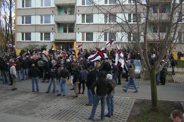 Demonstrace Národních korporativistů v Otrokovicích.