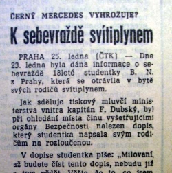 Sebevražda studentky Blanky Nacházelové.