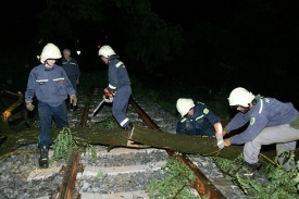 V obci Mrač spadl na kolejiště strom.