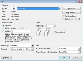 PDF Creator se v poč&iacute;tači tv&aacute;ř&iacute; jako virtu&aacute;ln&iacute; tisk&aacute;rna.