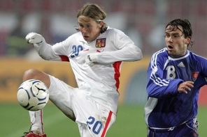Jaroslav Plašil (vlevo) v reprezentačním dresu.
