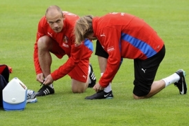 David Jarol&iacute;m (vlevo) a Jaroslav Pla&scaron;il při tr&eacute;ninku.