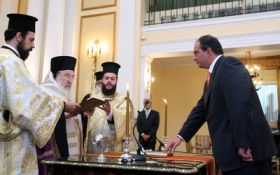 Kostas Karamanlis během jmenovací ceremonie