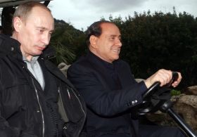 Putin a jeho sicilský hostitel Berlusconi.