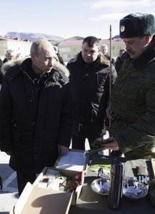 Putin je&scaron;tě jako rusk&yacute; prezident v Botlichu.