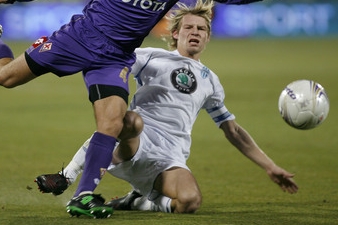 Jan Rajnoch v Poháru UEFA proti italské Fiorentině.