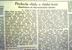 Reportáž Svobodných novin ze Staroměstského náměstí.