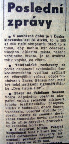 25. srpna 1968, nejnovější zprávy Rudého práva