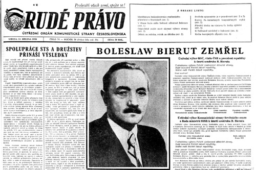 Titulní strana Rudého práva. 