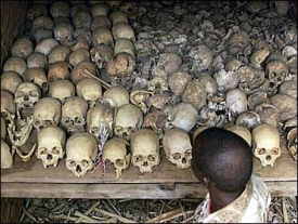 Památník na genocidu roku 1994 ve Rwandě.