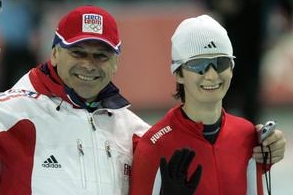 Martina Sáblíková s trenérem Petrem Novákem