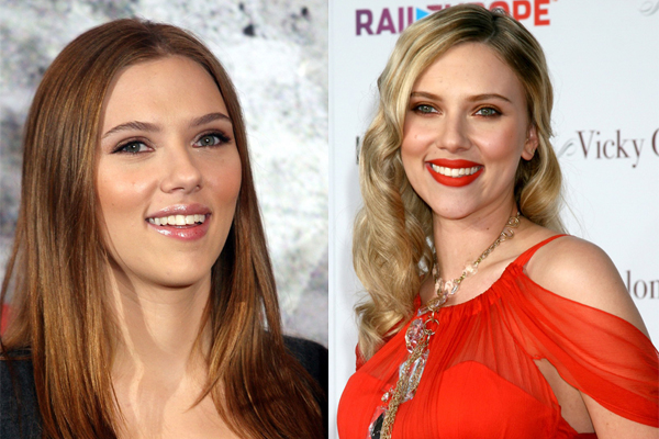 Vlasová proměna herečky Scarlett Johannsonové. Z blondýny je bruneta.
