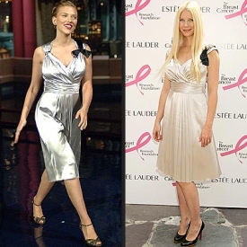 Scarlett Johanssonová (vlevo) a Gwyneth Paltrowová v šatech od Prady.