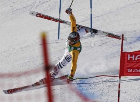 Američan Ted Ligety. S tratěmi je spokojený, i když spadl.