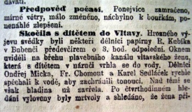 Skočila s dítětem do Vltavy.