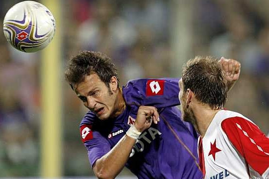 Momentka z 1. utkání kvalifikace o Ligu mistrů Fiorentina - Slavia.