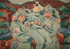 V&aacute;clav &Scaron;p&aacute;la, Samarit&aacute;ni, 1916, akvarel, pap&iacute;r