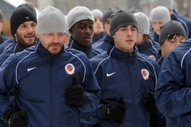 Fotbalist&eacute; Sparty při př&iacute;pravě na jarn&iacute; č&aacute;st ligy.