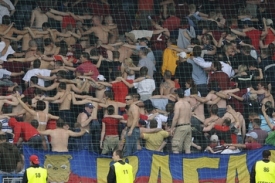 Fanou&scaron;ci Sparty při utk&aacute;n&iacute; v Liberci.