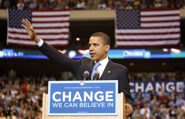 První vážný černošský kandidát na amerického prezidenta Barack Obama.