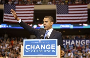 První vážný černošský kandidát na amerického prezidenta Barack Obama.