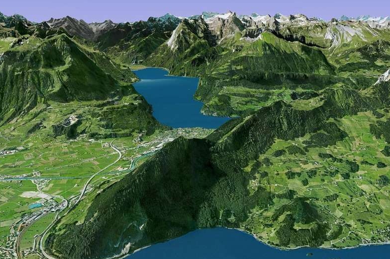Švýcarsko jako na dlani z googleovské ptačí perspektivy. Švýcarsko jako na dlani z googleovské ptačí perspektivy.