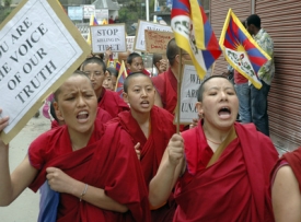 Sobotní protestní pochod v Indickém městě Dharmsala.