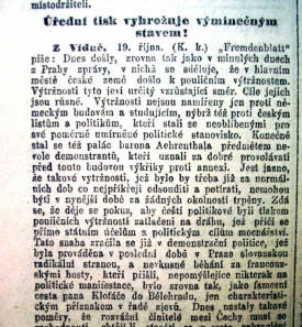 V&iacute;deňsk&yacute; tisk o pražsk&yacute;ch ud&aacute;lostech.