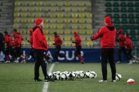 Momentka z tréninku fotbalistů Slavie v Žilině.