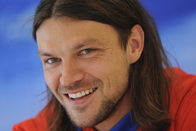 Tomáš Ujfaluší na tiskové konferenci na soustředění české reprezentace